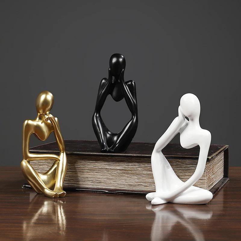 Abstract Thinking Figure Statue - Modern Minimalist Desk Home Decor