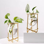 Glass Plant Vase with Metal Stand