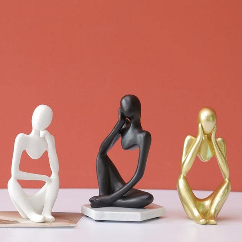 Abstract Thinking Figure Statue - Modern Minimalist Desk Home Decor