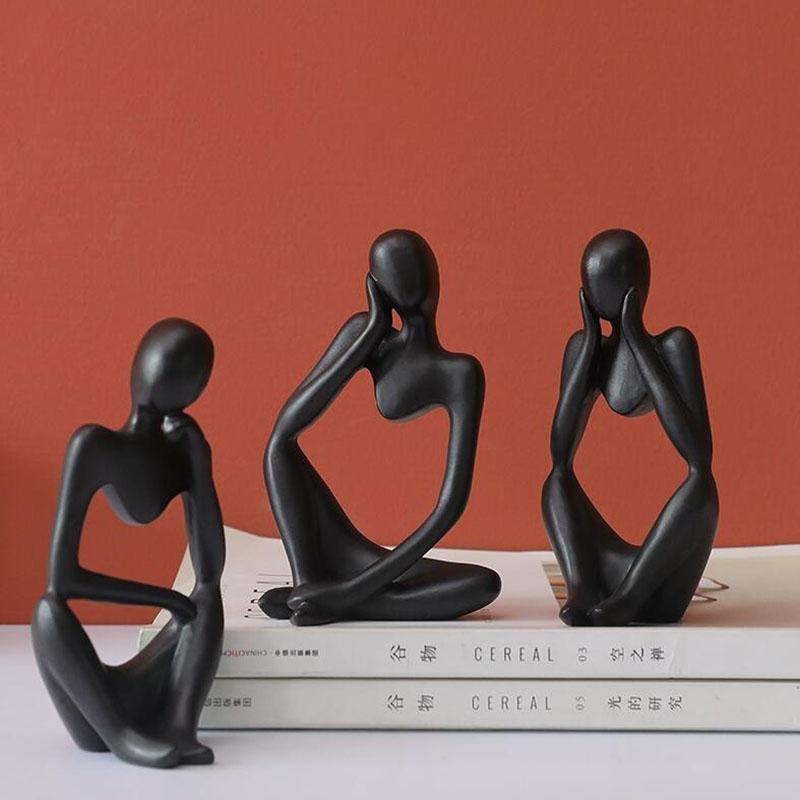 Abstract Thinking Figure Statue - Modern Minimalist Desk Home Decor