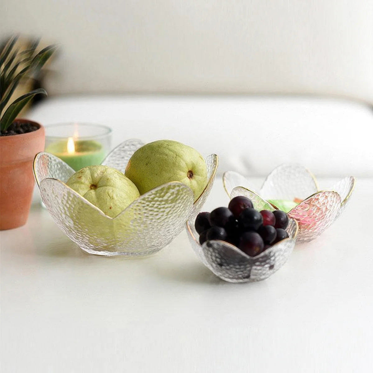 Glass Flower Petal Bowls